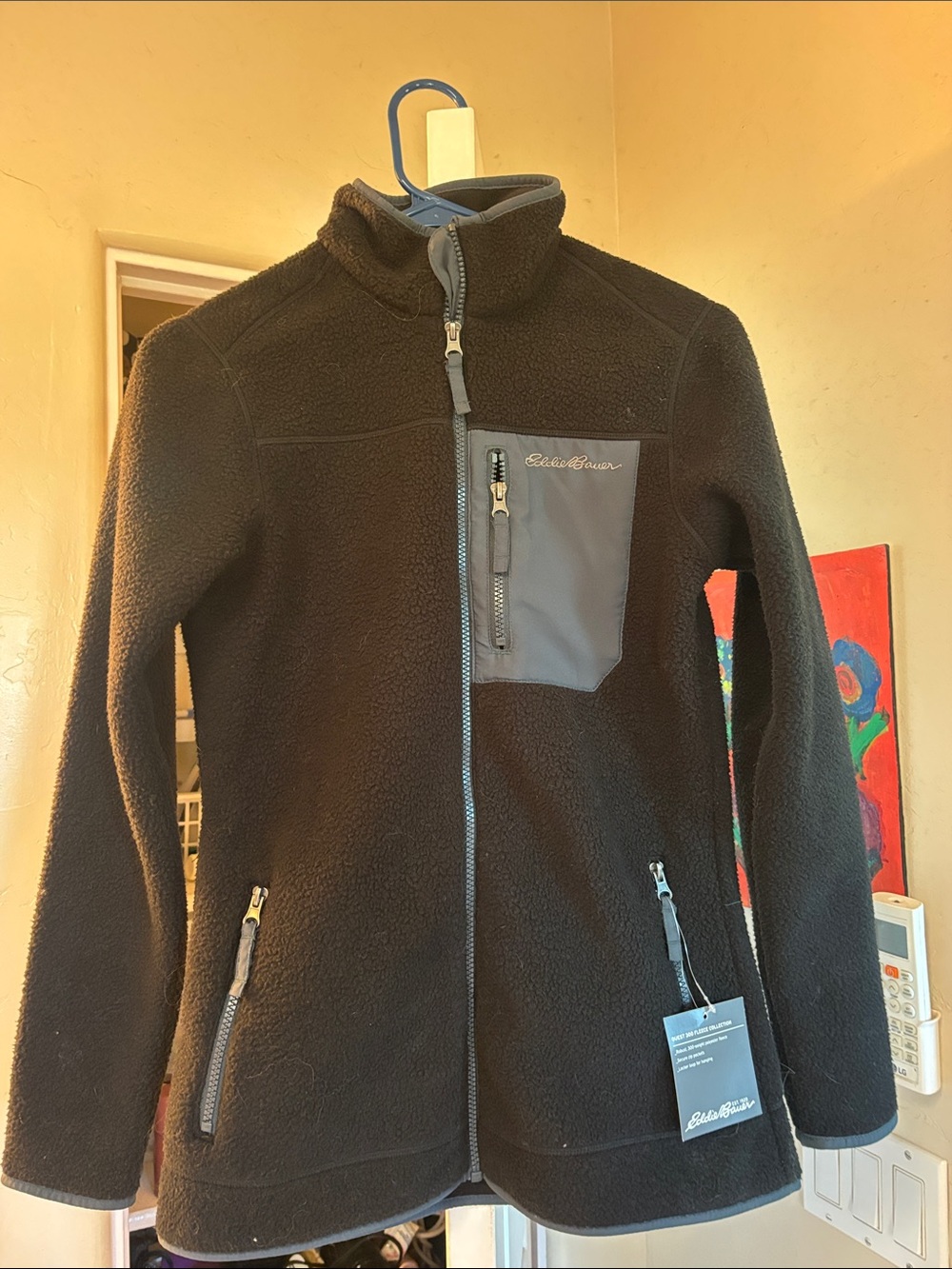 Eddie Bauer Black Fleece Utility Jacket with Gray Pocket Trim